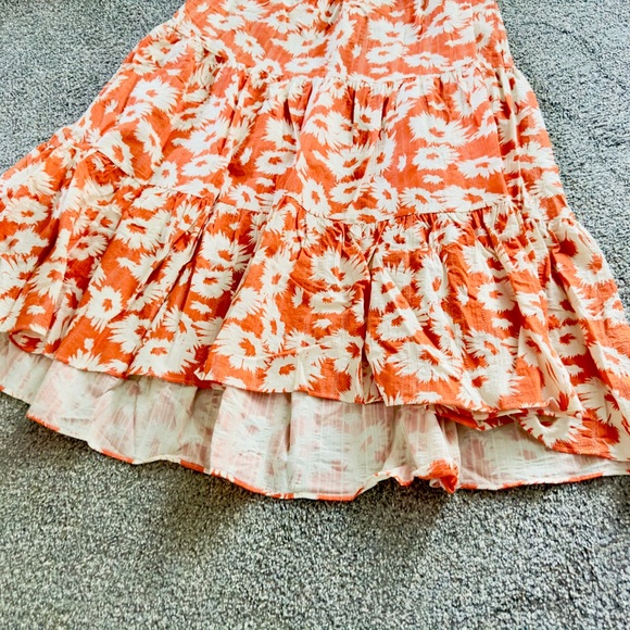 KARLIE Flowy Tiered Orange Blossom Floral Flowy Maxi Ruffle Skirt w POCKETS NWT - Picture 11 of 16